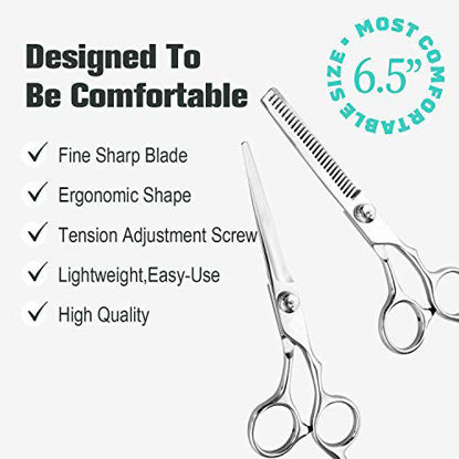 Picture of Ameurey Professional Hair Cutting Scissors/Shears Set, Hair Shears Hair Thinning Scissors Set,Stainless Steel Haircut Scissors, Home Salon Haircut Shears-Easy Use for Women/Men/Kids