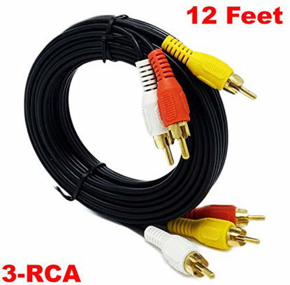 Picture of iMBAPrice RCA M/Mx3 Audio/Video Cable Gold Plated - Audio Video RCA Cable (3-RCA - 12 Feet)