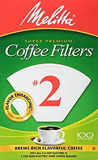 Picture of Melitta #2 Cone Coffee Filters, White, 100 Count (Pack of 6)