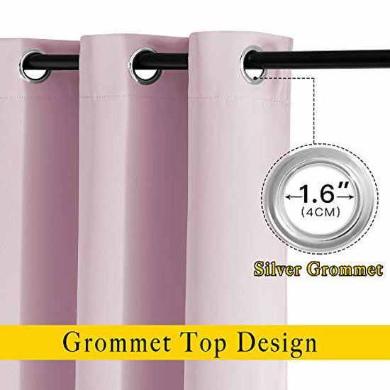 Picture of NICETOWN Blackout Curtains for Girls Room - Thermal Insulated Solid Grommet Room Darkening Panels/Drapes for Girl's Bedroom (Lavender Pink=Baby Pink, 1 Pair, 52 by 63-Inch)