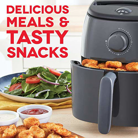  DASH Compact Air Fryer Oven Cooker with Temperature Control,  Non-stick Fry Basket, Recipe Guide + Auto Shut off Feature, 2 Quart - Grey  : Home & Kitchen