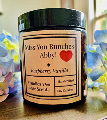 Picture of Personalized | Handcrafted Soy Candle | 4oz or 9oz Amber & Clear Jars| Many Scents to Choose From