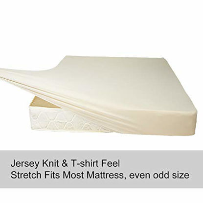 Picture of N&Y HOME Queen Size Fitted Sheet Only - 4-Way Stretch Knit, Snug Fit, Wrinkle Free & Stay in Place, No More Slipping Off for Mattress, Soft & Comfortable - Beige, Queen