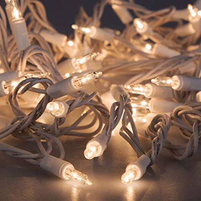 Picture of 612 Vermont 100 Clear Christmas Lights on White Wire, UL Approved for Indoor/Outdoor Use, 18 Foot of Lighted Length, 20 Foot of Total Length