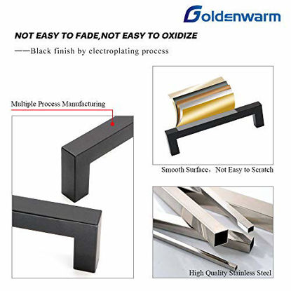 Picture of goldenwarm 5in Cabinet Handles Kitchen Drawer Handles -LSJ12BK128 Black Cabinet Pulls Square Cabinet Handles for Bathroom Cabinet Hardware 1 Pack