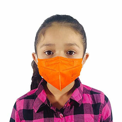 Picture of M95c Disposable 5-Layer Kids Face Mask Made in USA 5 Units (Tangerine Orange)