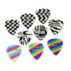 Picture of Fender 351 Shape Graphic Picks (12 Pack) for electric guitar, acoustic guitar, mandolin, and bass, 351 - Medium, Multicolor (Checker)