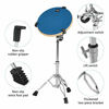 Picture of LAGRIMA 12 Inch Professional Silent Drum Practice Pad With Snare Drum Stand Adjustable Kit, Dumb Drum Beginner Rubber Practice Pad, 11.4'' Dia DrumsBlue