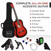 Picture of Best Choice Products 38in Beginner All Wood Acoustic Guitar Starter Kit w/Case, Strap, Digital Tuner, Pick, Strings - Red Burst