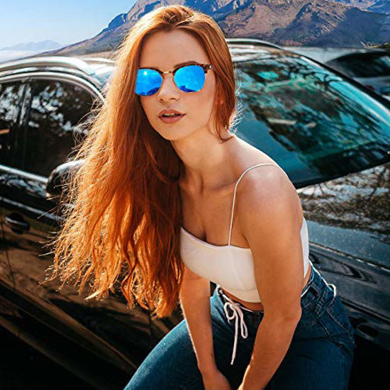 Mens Womens Vintage Round Sunglasses Polarized 100% UV Protection Top  Quality