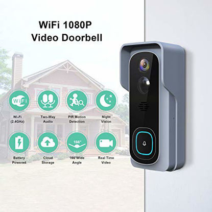 Picture of WiFi Video Doorbell Camera, XTU Wireless Doorbell Camera with Chime, 1080P HD, 2-Way Audio, Motion Detection, IP65 Waterproof, Cloud Storage and 32GB SD Card Included