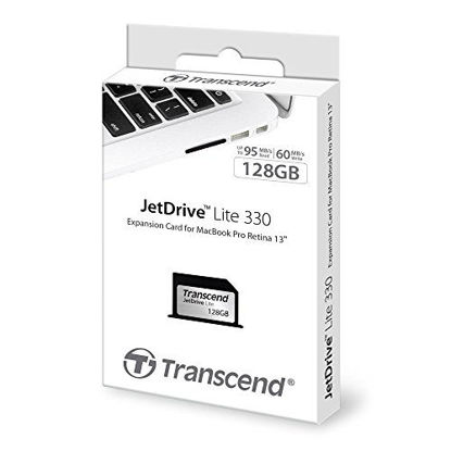 Picture of Transcend 128GB JetDrive Lite 330 Storage Expansion Card for 13-Inch MacBook Pro with Retina Display (TS128GJDL330),Black, Silver