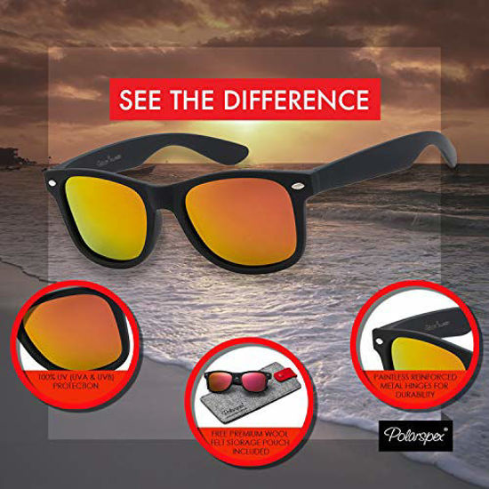 GetUSCart- Polarspex Polarized 80's Retro Classic Trendy Unisex Sunglasses  for Men and Women (Racing Black