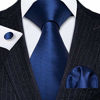 Picture of Barry.Wang Mens Ties Silk Tie Pocket Square Cufflinks Set Woven Designer Royal Blue