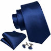 Picture of Barry.Wang Mens Ties Silk Tie Pocket Square Cufflinks Set Woven Designer Royal Blue