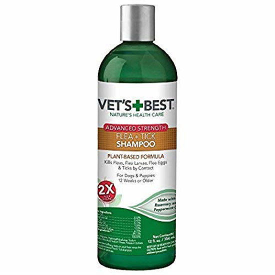 Picture of Vets Best Flea and Tick Advanced Strength Dog Shampoo | Flea Treatment for Dogs | Plant-Based Formula | 12 Ounces