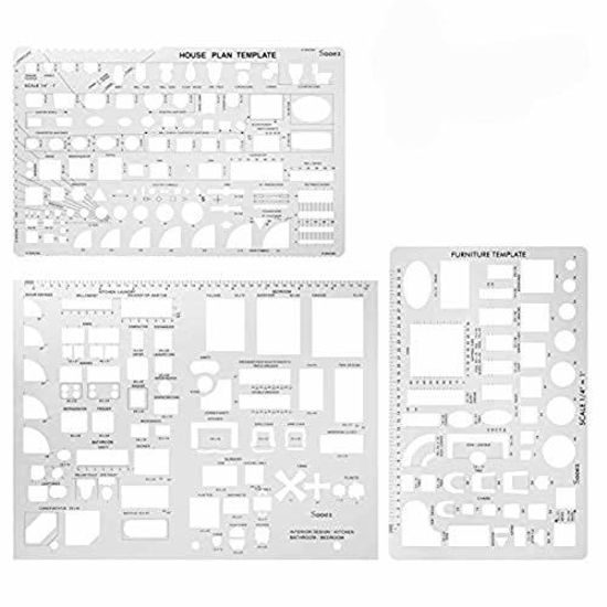 Picture of Sooez Architectural Templates, House Plan Template, Interior Design Template, Furniture Template, Drawing Template Kit, Drafting Tools and Supplies, Template Architecture Kit, 1/4 Scale