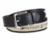 Picture of Tommy Hilfiger Men's Ribbon Inlay Belt - Ribbon Fabric Design with Single Prong Buckle, black/natural, 36