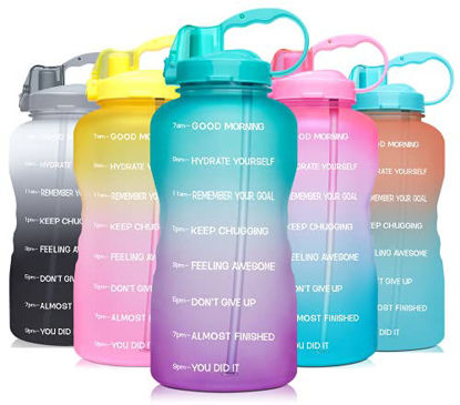 Picture of Venture Pal 64 OZ Water Bottle with Motivational Time Marker & Straw - Leakproof BPA Free Reusable Flip Top Water Bottle for Sports and Fitness Enthusiasts