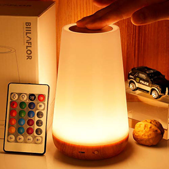 Picture of GKCI Touch Lamp, Portable Table Sensor Control Bedside Lamps with Quick USB Charging Port, 5 Level Dimmable Warm White Light & 13 Color Changing RGB for Bedroom/Office/Hallways