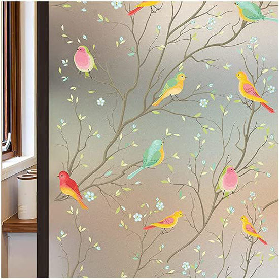 Picture of Coavas Privacy Window Film Opaque Non-Adhesive Frosted Bird Window Film Decorative Glass Film Static Cling Film Bird Window Stickers for Home Office 35In. by 78.7In. (90 x 200Cm)