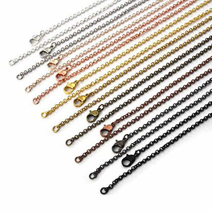 Picture of LANBEIDE 40 Packs 10 Colors Brass Necklace Chains 21 Inch Link Cable Chain Necklace with Lobster Clasps Bulk for Jewelry Making