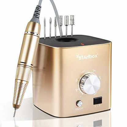 Picture of Nail Drill for Acrylic Nails, Professional Nail Drill Machine BTArtbox 30000 rpm Electric Efile Nail Drill for Gel Nails Remove Poly Nail Gel Gift for Women Home and Salon Use, Gold