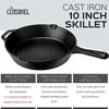 Picture of Cast Iron Skillet with Lid - 10"-Inch Frying Pan + Glass Cover + Heat-Resistant Handle Holder - Pre-Seasoned Oven Safe Cookware - Indoor/Outdoor Use - Grill, Stovetop, Camping Firepit, Induction Safe