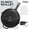 Picture of Cast Iron Skillet with Lid - 10"-Inch Frying Pan + Glass Cover + Heat-Resistant Handle Holder - Pre-Seasoned Oven Safe Cookware - Indoor/Outdoor Use - Grill, Stovetop, Camping Firepit, Induction Safe