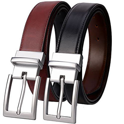 Picture of Lavemi Mens Belt Reversible 100% Italian Leather Dress Casual,One Reverse for 2 Colors,Trim to Fit(21863-2 110)