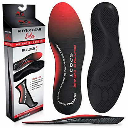 Picture of Arch Support Insoles Men & Women by Physix Gear Sport - Orthotic Inserts for Plantar Fasciitis Relief, Flat Foot, High Arches, Shin Splints, Heel Spurs, Sore Feet, Overpronation (1 Pair, Large)