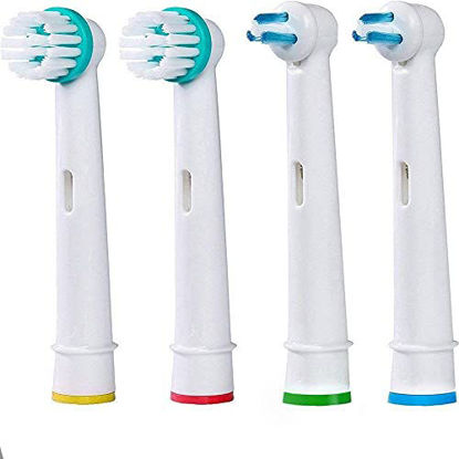 Picture of Replacement Brush Heads for OralB Braun Professional Ortho & Power Tip Kit- 4 Pack Compatible Orthodontic Electric Toothbrush Head Fit the Oral-B Pro 1000, Kids Plus!