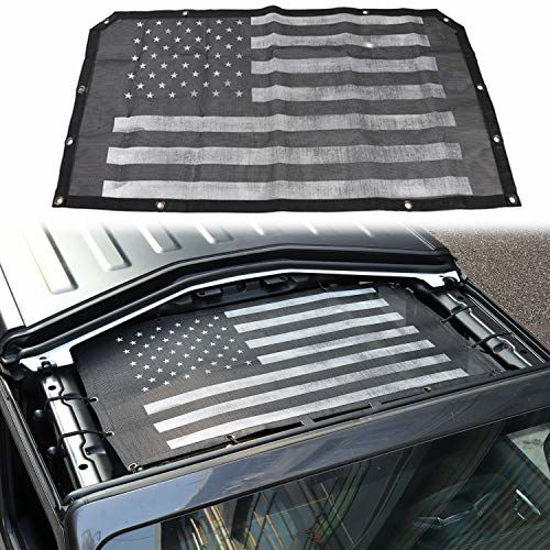 Picture of JeCar for Jeep JL Sunshade Mesh Top Mesh Top Sun Shade JL Front Sunshade UV Protection for 2018 2019 2020 Jeep Wrangler JL 2Door and 4 Doors