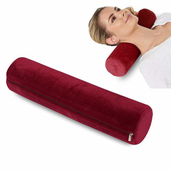 Picture of Round Cervical Roll Cylinder Bolster Pillow, Memory Foam Removable Washable Cover, Ergonomically Designed for Head, Neck, Back, and Legs || Ideal for Spine and Neck Support During Sleep