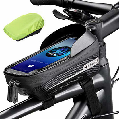 Picture of whale fall Waterproof Bike Frame Bag Bike Phone Bag Bicycle Cell Phone Holder for GPS - Bicycle Bag Frame Hard Eva Navi Pressure-Resistant Handlebar Bag TPU Touch-Screen with Sun-Visor and Rain Cover