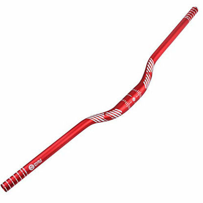 Picture of FIFTY-FIFTY Mountain Bike Riser Handlebar, Aluminum Alloy MTB Handlebar, 31.8mm Diameter, 780mm Wide Bicycle Bar, Red, 35mm Rise