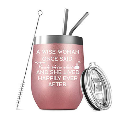 Picture of Funny Gifts for Women - Unique Gifts for Mom, Wife, Sister, Daughter - Best Friend, BFF Gifts - Friendship, Divorce, Retirement, Birthday Gifts for Women, Teachers, Coworkers - 12oz Wine Tumbler