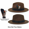 Picture of Classic Wide Brim Fedora for Men & Women Felt Panama Hat Vintage Felt Hat Brown