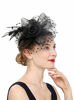 Picture of Fascinators Hat for Women Tea Party Headband Kentucky Derby Wedding Flower Cocktail Mesh Feathers Hair Clip (1-a-Black)