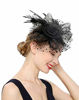 Picture of Fascinators Hat for Women Tea Party Headband Kentucky Derby Wedding Flower Cocktail Mesh Feathers Hair Clip (1-a-Black)