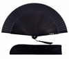 Picture of Amajiji 8.27"(21cm) Hand Held Bamboo Silk Folding Fan Hand Fan,Chinese/Japanese Charming Elegant Vintage Retro Style,Women Ladys Girls Best Gifts (Black)