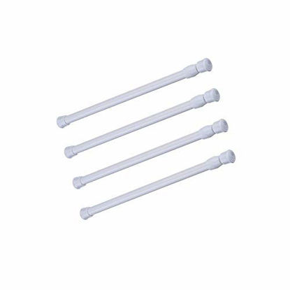 Picture of Tension Rods, 4 Pack 15.7-28 Inches Adjustable Spring Steel Cupboard Bars Tension Curtain Rod Shower Rod Extendable Width