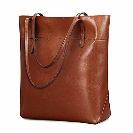 GetUSCart Kattee Vintage Genuine Leather Tote Shoulder Bag With