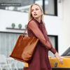 Picture of Kattee Vintage Genuine Leather Tote Shoulder Bag With Adjustable Handles (Brown)