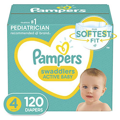 Picture of Diapers Size 4, 120 Count - Pampers Swaddlers Active Baby Disposable Diapers, Enormous Pack (Packaging May Vary)