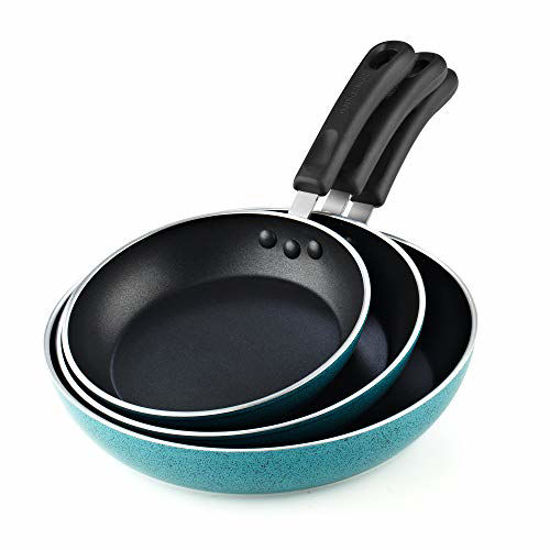 Picture of Cook N Home Nonstick Saute Fry Pan, 8, 9.5, and 11-Inch, Turquoise