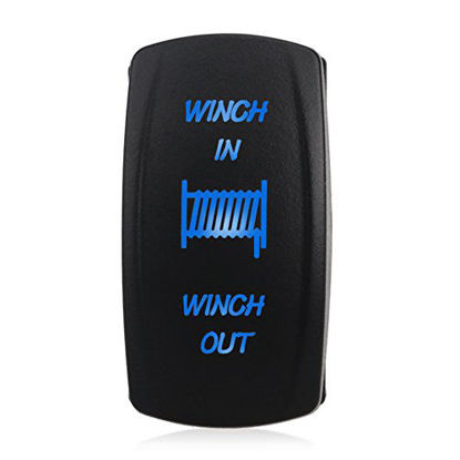 Picture of WATERWICH 7 pin Momentary Winch In Out Rocker Toggle Switch Waterproof DC 20A 12V/10A 24V Black Shell/ON-OFF-ON DPDT illuminated Rocker Switch For Auto Truck Boat Marine (Winch In Out Switch)