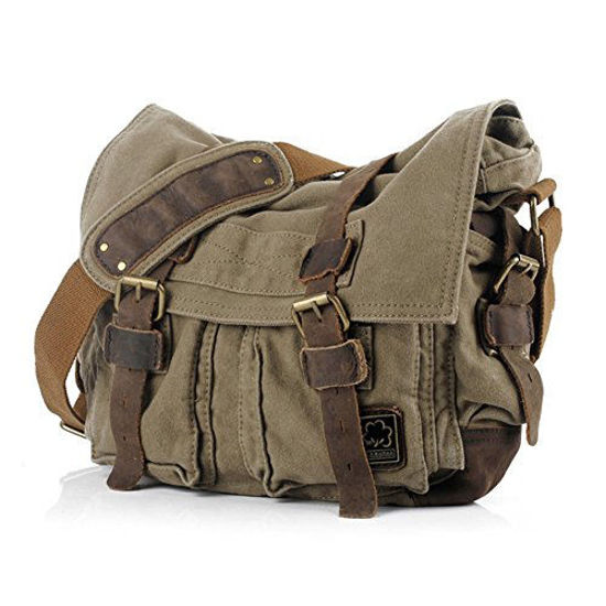 Picture of Jonon Vintage Military Men Canvas Messenger Bag for 13.3-17" Laptop (Size 17.3", Green)