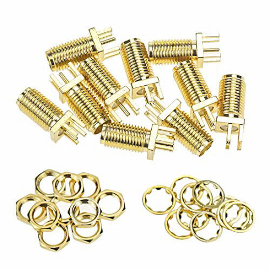 Picture of Xiaoyztan 10 Pcs SMA-KE Female Connectors Center Solder PCB Mount Edge Adapters RF Accessories