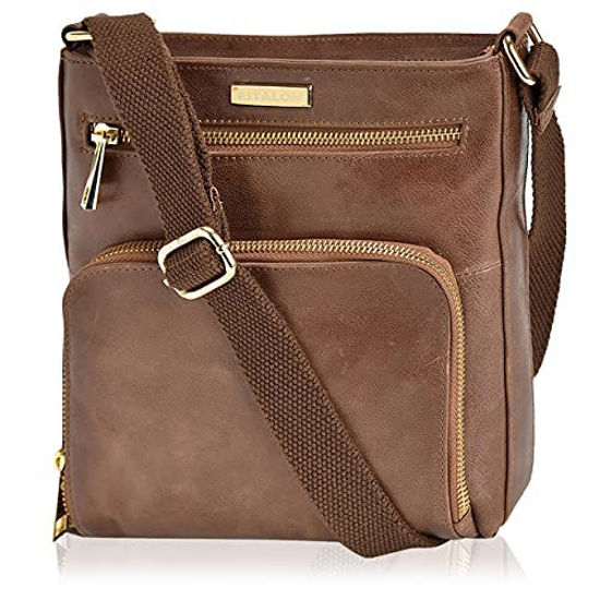 Picture of Crossbody Bags for Women - Real Leather Small Vintage Adjustable Shoulder Bag (Russet)